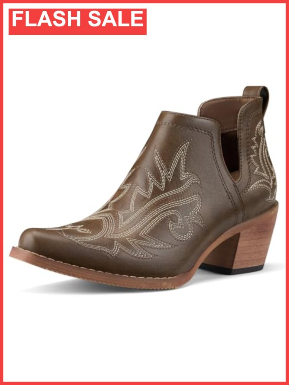 Womens Cowboy Ankle Booties Vegan Leather Chunky Block Heel Western